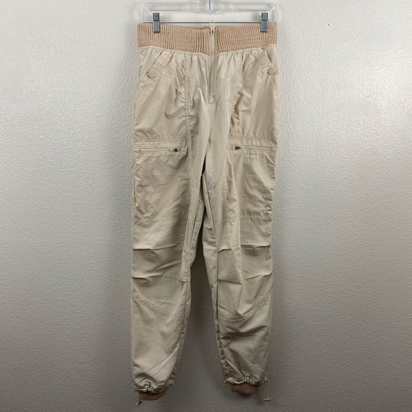 Free People Movement Wherever I Roam Cream Cargo Knit Rib Waist Jogger Pants - Picture 3 of 11